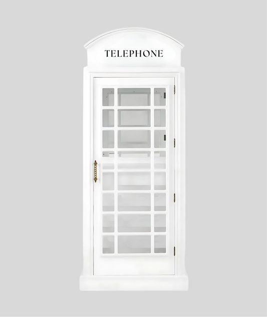 A modern take on a classic icon, this all-white telephone booth is a striking decor piece designed to create unforgettable moments at events, pop-ups, and brand activations.